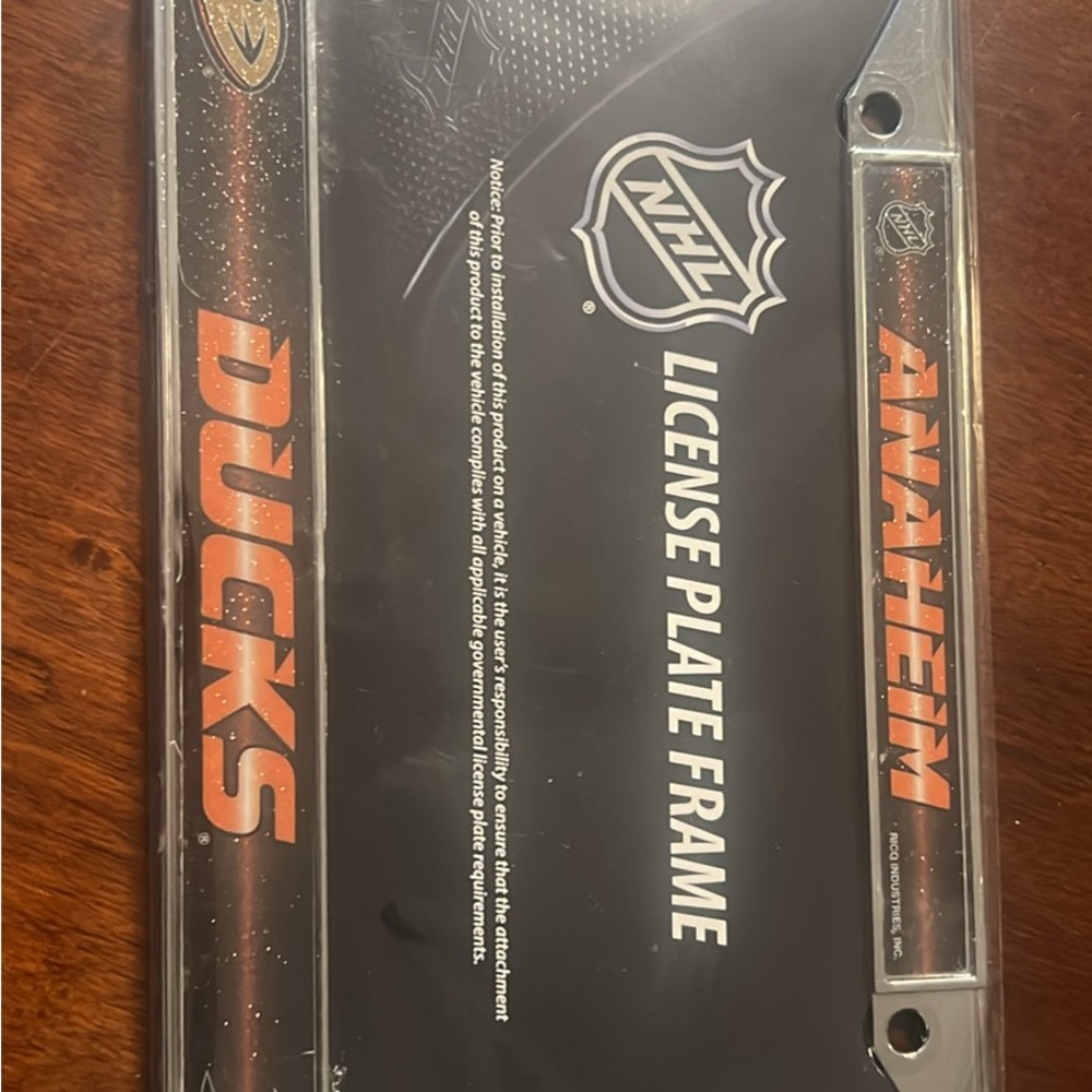 NHL Anaheim Ducks Black and Orange License Plate Frame